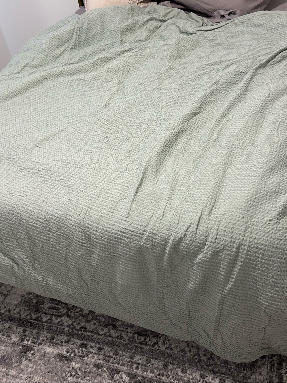 King Size Light Sage Green Waffle Quilt Duvet Cover - Home Bedding